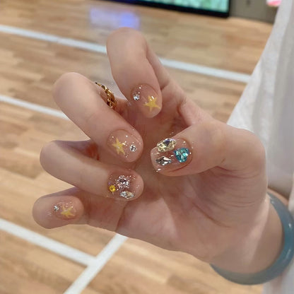 Decorative Press-On Nail Art Set with Sparkling Accents Acalora