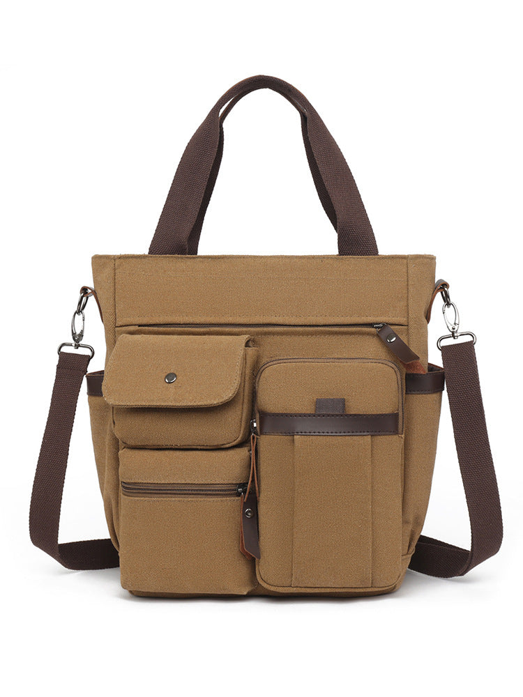 Multi-Pocket Canvas Tote Bag Acalora