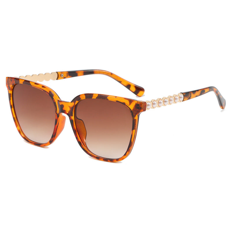 Women's oversized sunglasses with elegant pearl jewelry decoration Bowlift