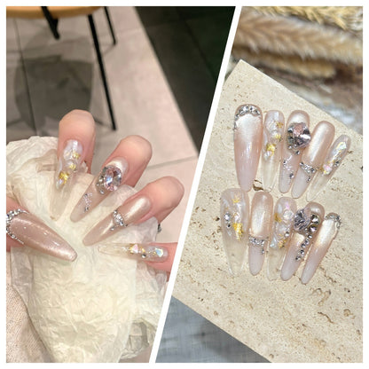 Artistic Stiletto Press-On Nail Set with Charming Patterns Acalora