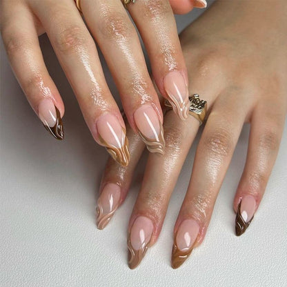 Acrylic nail set with elegant marble pattern and glossy finish Acalora