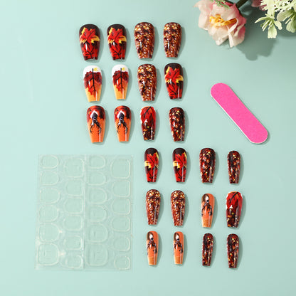 Artificial nails in autumn leaf design Acalora