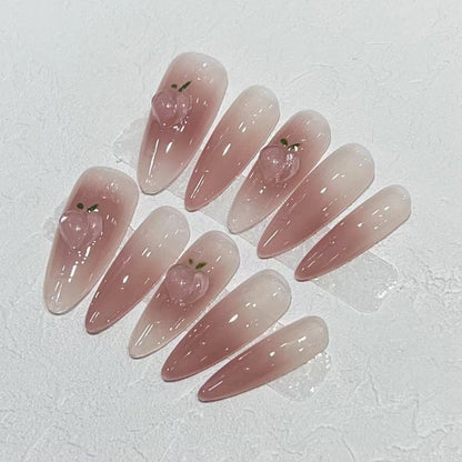 Elegant Press-On Almond Nail Set with Heart Detail Acalora