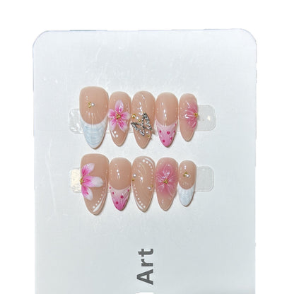 Floral Accent Press-On Nail Art Set Acalora