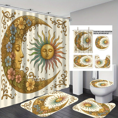 Celestial-Themed Four-Piece Bathroom Décor Set