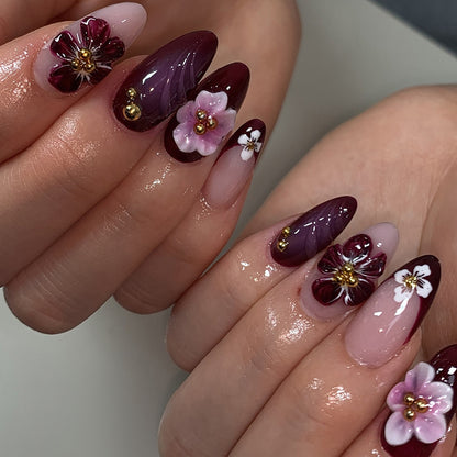 Floral Embellished Press-On Nail Set Acalora 1788496103