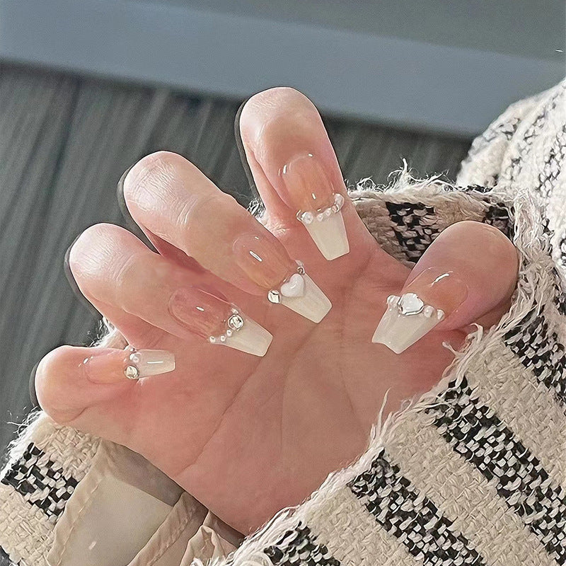Artificial nail set with elegant flower and glitter decorations Acalora