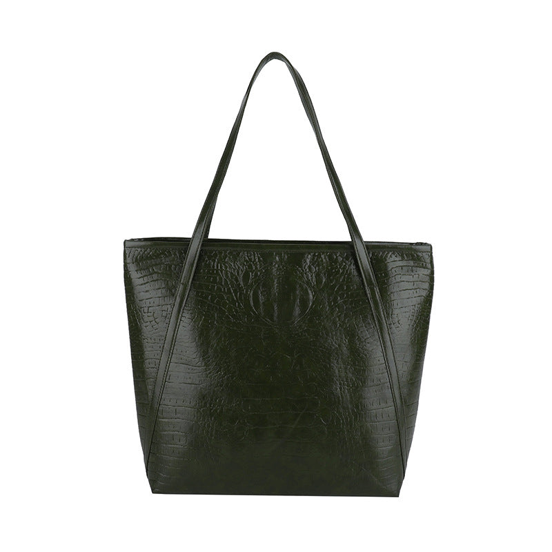 Crocodile-Embossed Leather Tote Bag Acalora