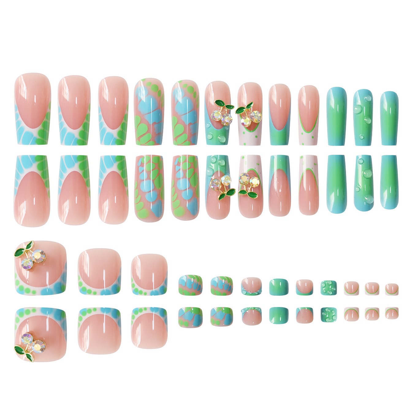 Artistic Nail Art Set with Floral Accents Acalora