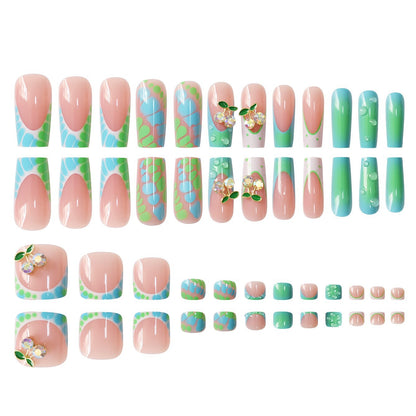 Artistic Nail Art Set with Floral Accents Acalora