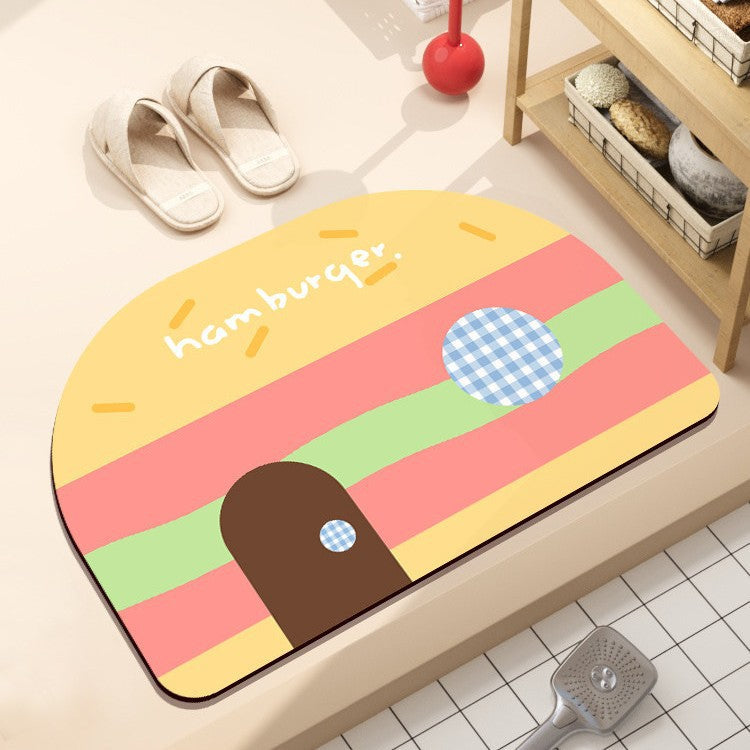Playful Hamburger-Themed Bath Mat
