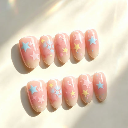 Whimsical Star-Themed Press-On Nail Set Acalora