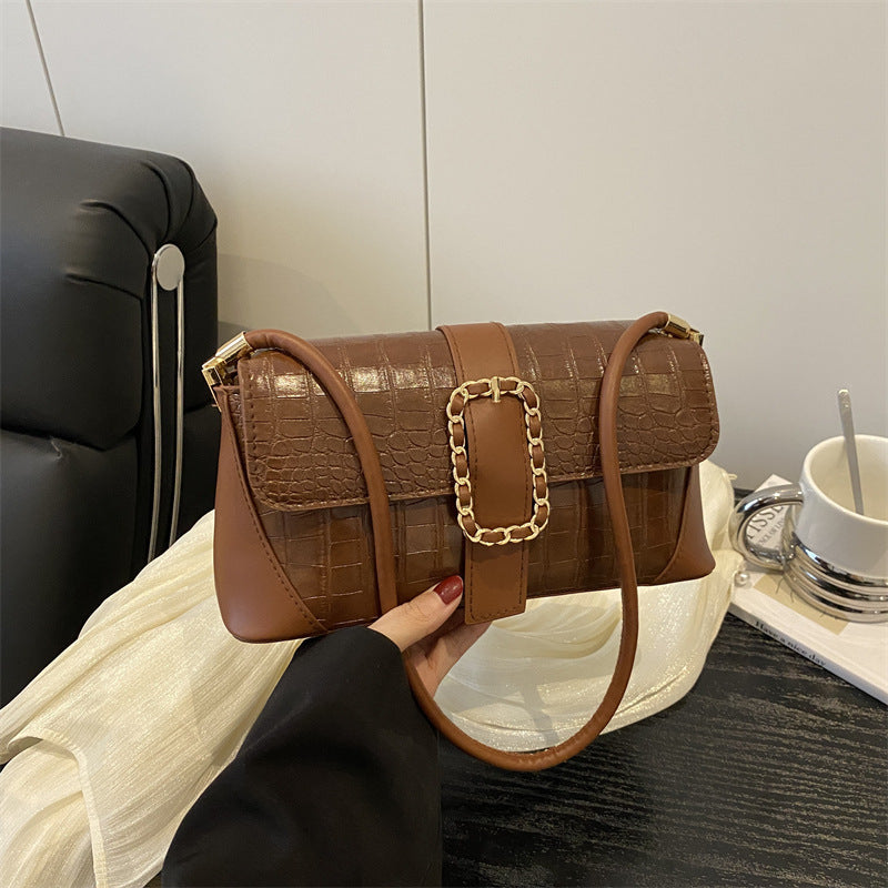Crocodile Patterned Chain Strap Handbag Acalora