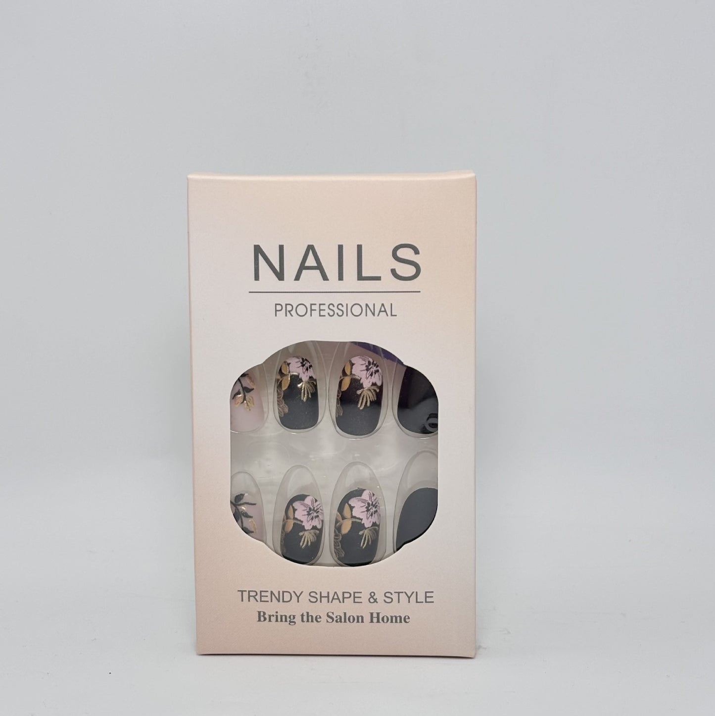 Professional Press-On Nail Set with Elegant Floral Design Acalora