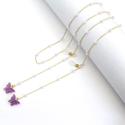 Butterfly-Embellished Eyewear Chain Acalora