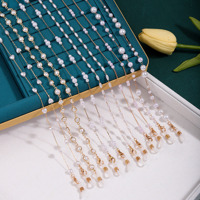 Elegant Pearl Chain Eyewear Chain Acalora