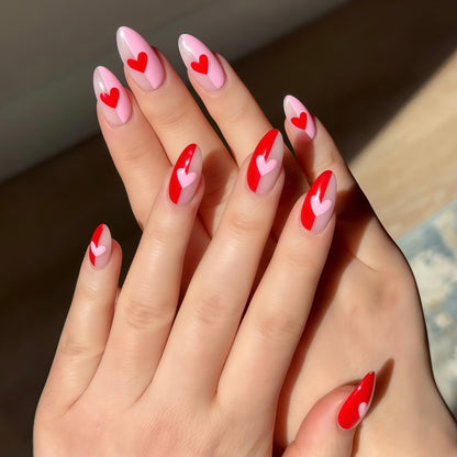 Art nails with romantic heart design Acalora