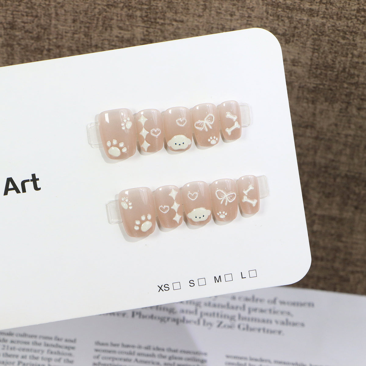 Decorative Press-On Nail Art Set with Cute Pet Themed Designs Acalora