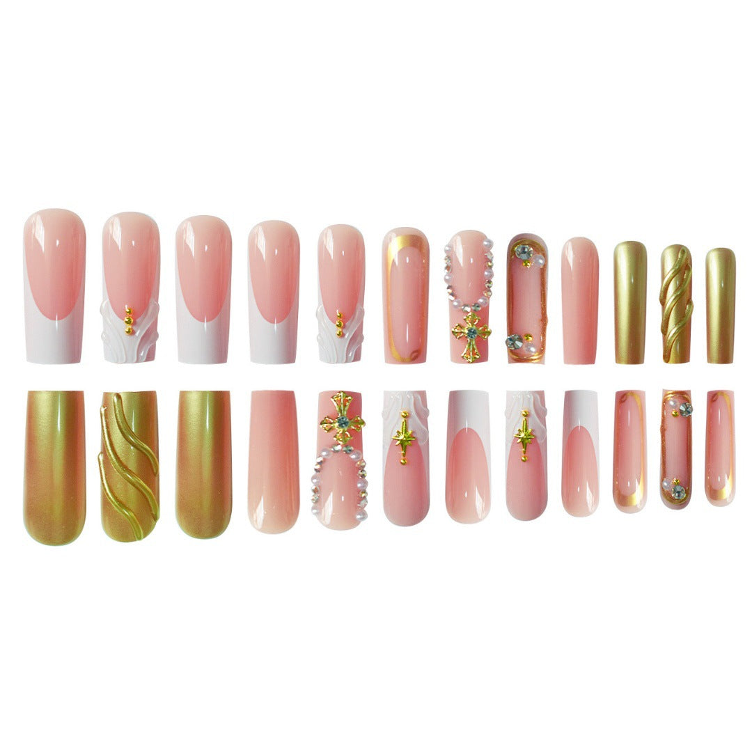 Luxury 3D Decorative Press-On Nails with Gem Accents Acalora