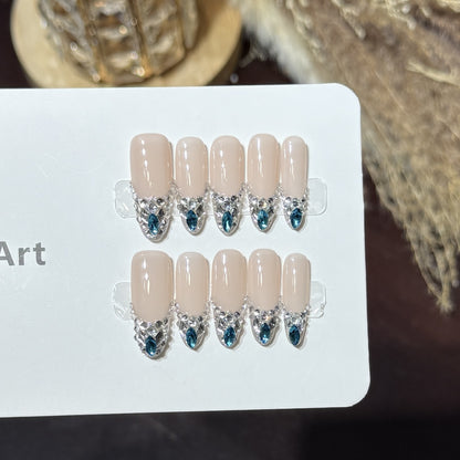 Elegant Rhinestone-Accent Press-On Nail Set Acalora