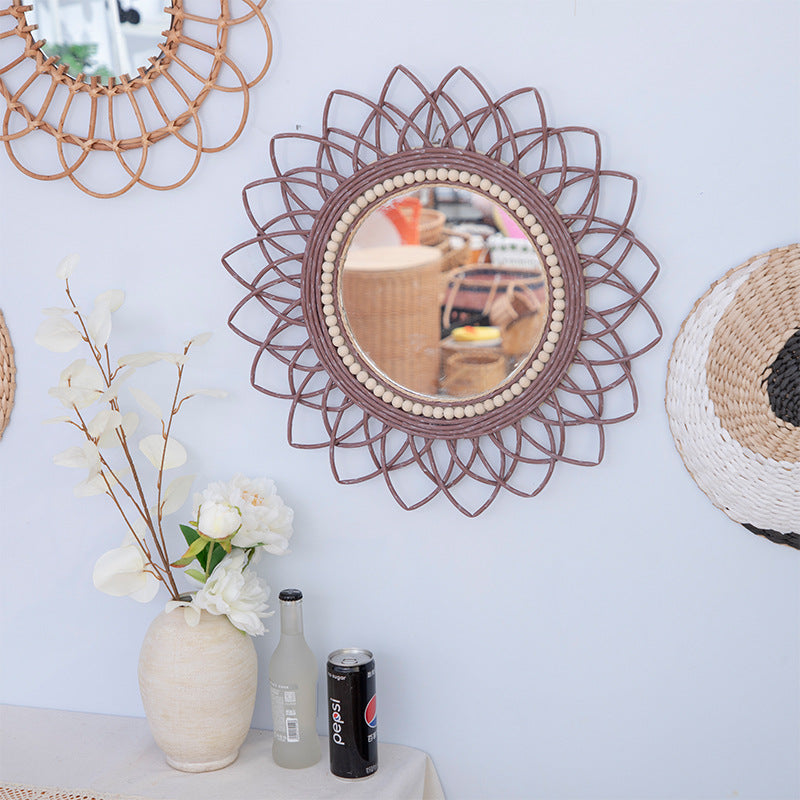 Decorative wall mirror with rattan frame Acalora