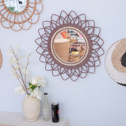 Decorative wall mirror with rattan frame Acalora