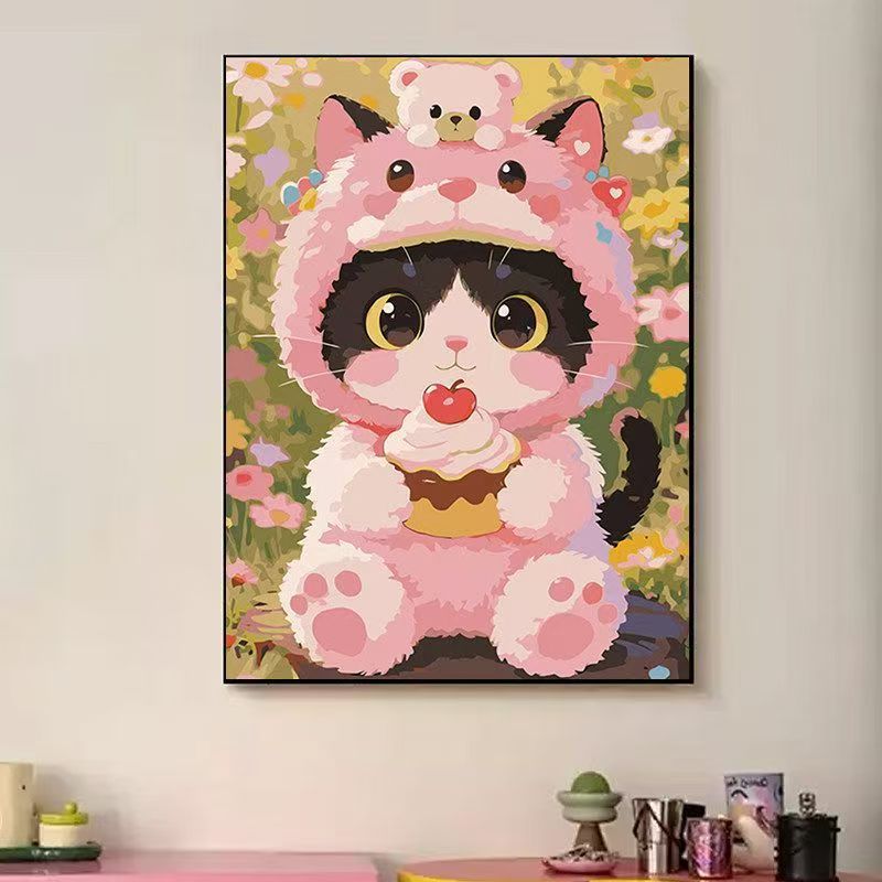 Playful Cat-Themed Illustration Wall Art