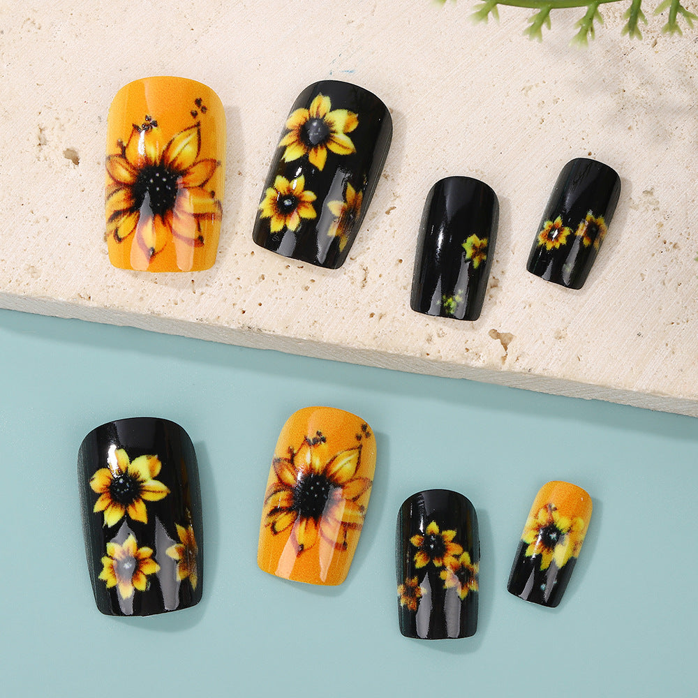Artificial nails in floral design with sunflower motif Acalora