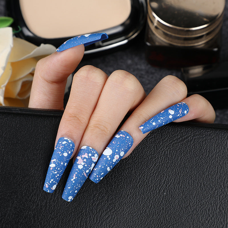Artistic splatter design artificial nails Acalora