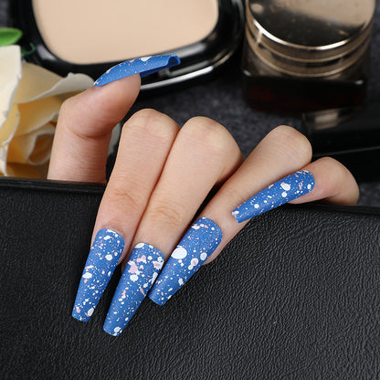 Artistic splatter design artificial nails Acalora