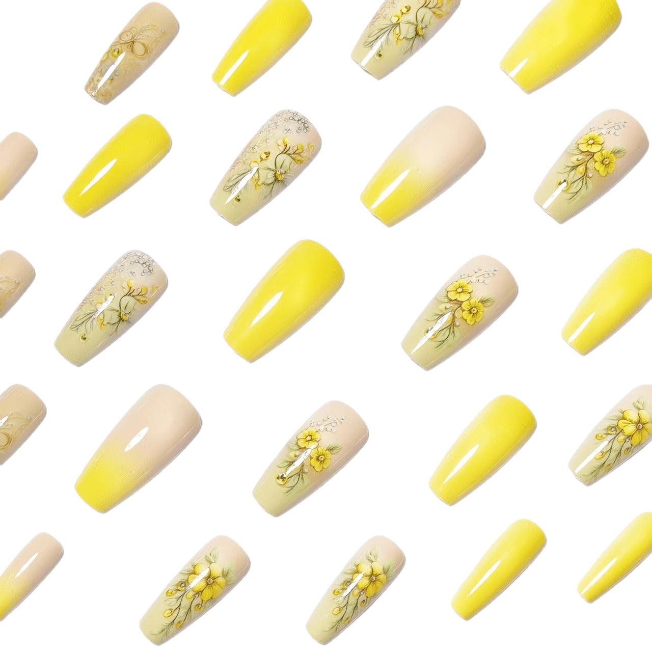 Decorative Floral Acrylic Nail Art Acalora