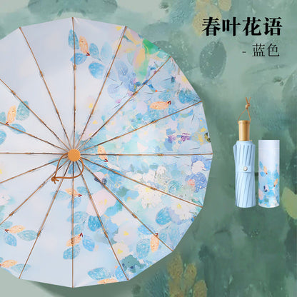 Women's Foldable Umbrella with Floral Accents and Sturdy Frame Kalsten