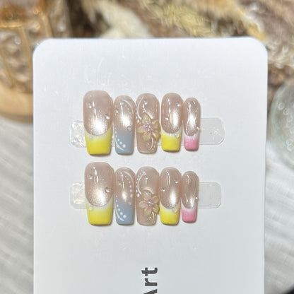 Artistic Floral Design Press-On Nail Set Acalora