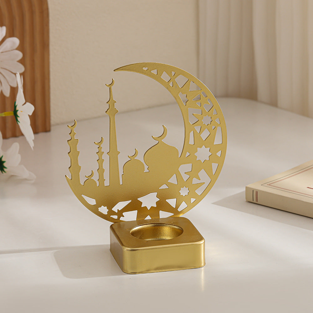 Decorative Crescent Mosque Metal Tealight Candle Holder Acalora