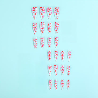 Artificial nail tips with heart motifs Acalora