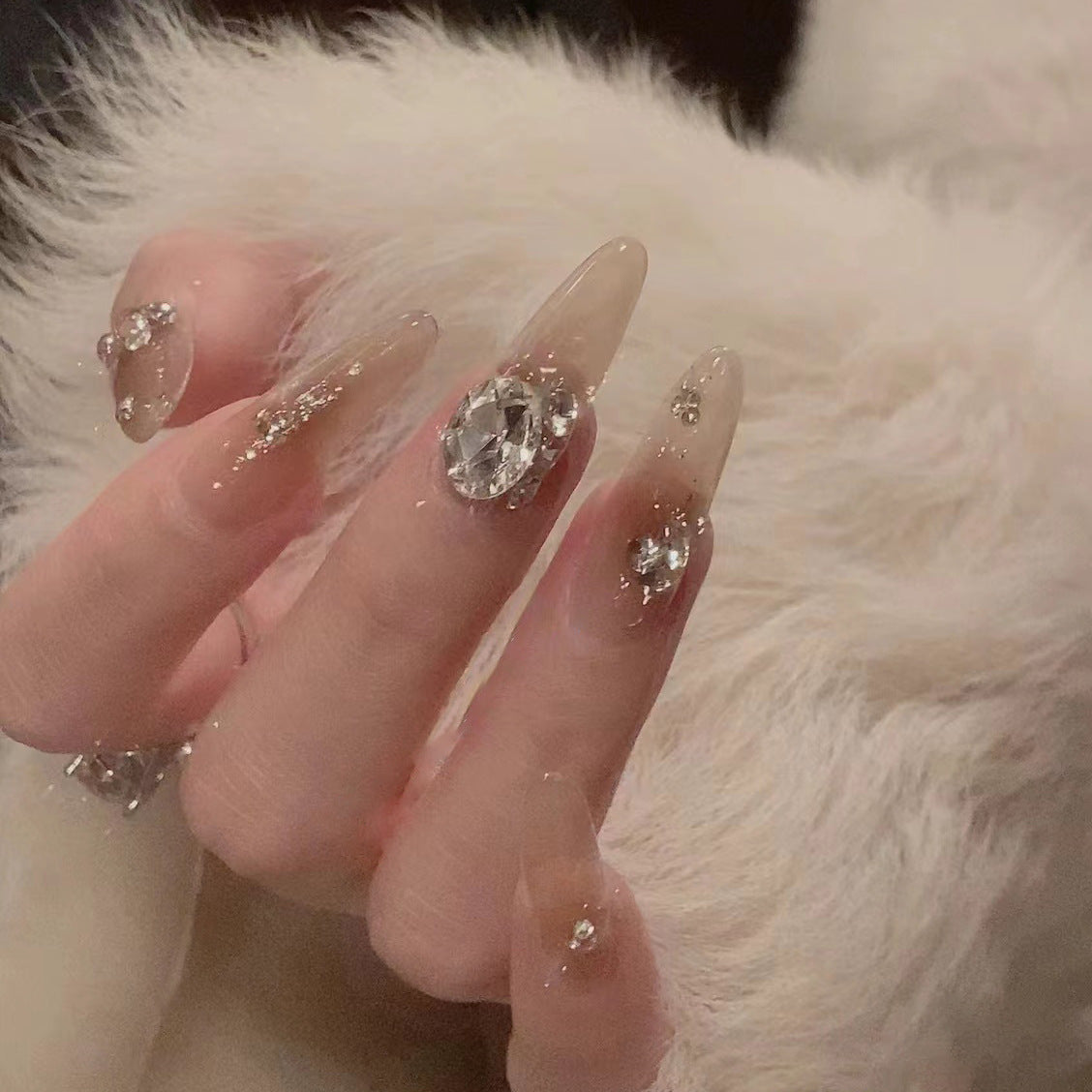 Artistic Gemstone Nail Design Acalora