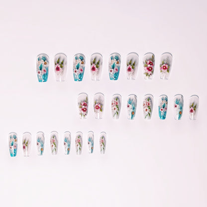 Floral Gel Nail Art Design Acalora