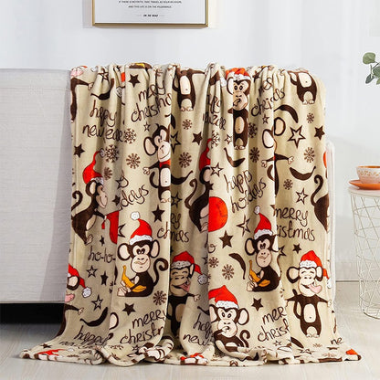 Festive Holiday-Themed Plush Throw Blanket