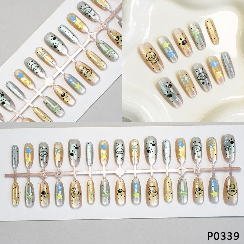 Playful Animal-Themed Press-On Nail Art Acalora