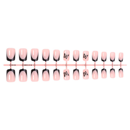Decorative Press-On Nail Set with Elegant Bow Accents Acalora