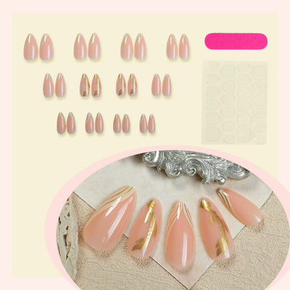 Elegant Press-On Nail Set with Floral Accent Designs Acalora