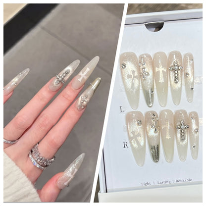 Artistic Stiletto Press-On Nail Set with Charming Patterns Acalora