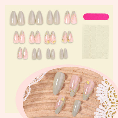 Elegant Press-On Nail Art Set with Decorative Floral Accents Acalora