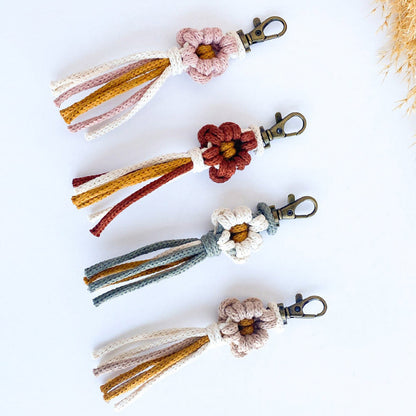 Handcrafted Macrame Flower Keychain Acalora