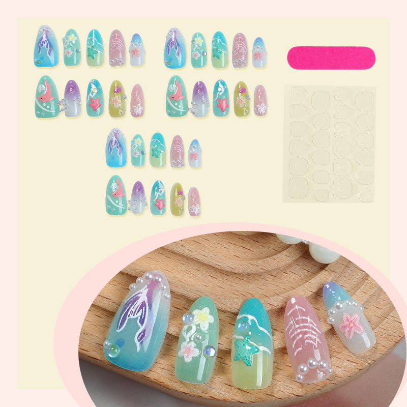 Artistic Underwater-Themed Press-On Nails Acalora