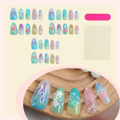 Artistic Underwater-Themed Press-On Nails Acalora