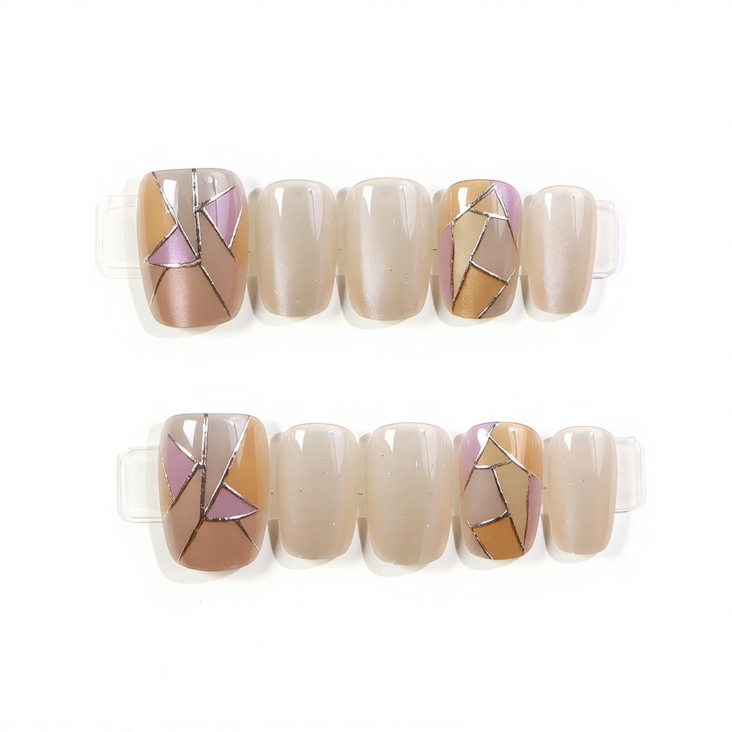 Geometric Pattern Press-On Nail Set Acalora