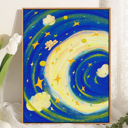 Whimsical Cosmic Landscape Canvas Art