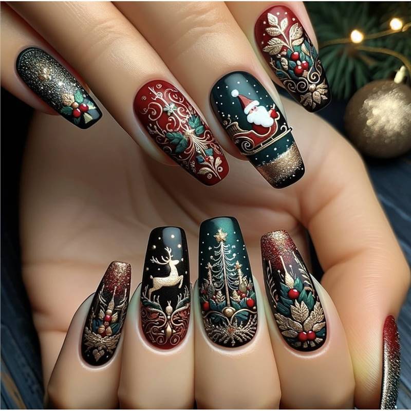 Festive Holiday Nail Art Acalora