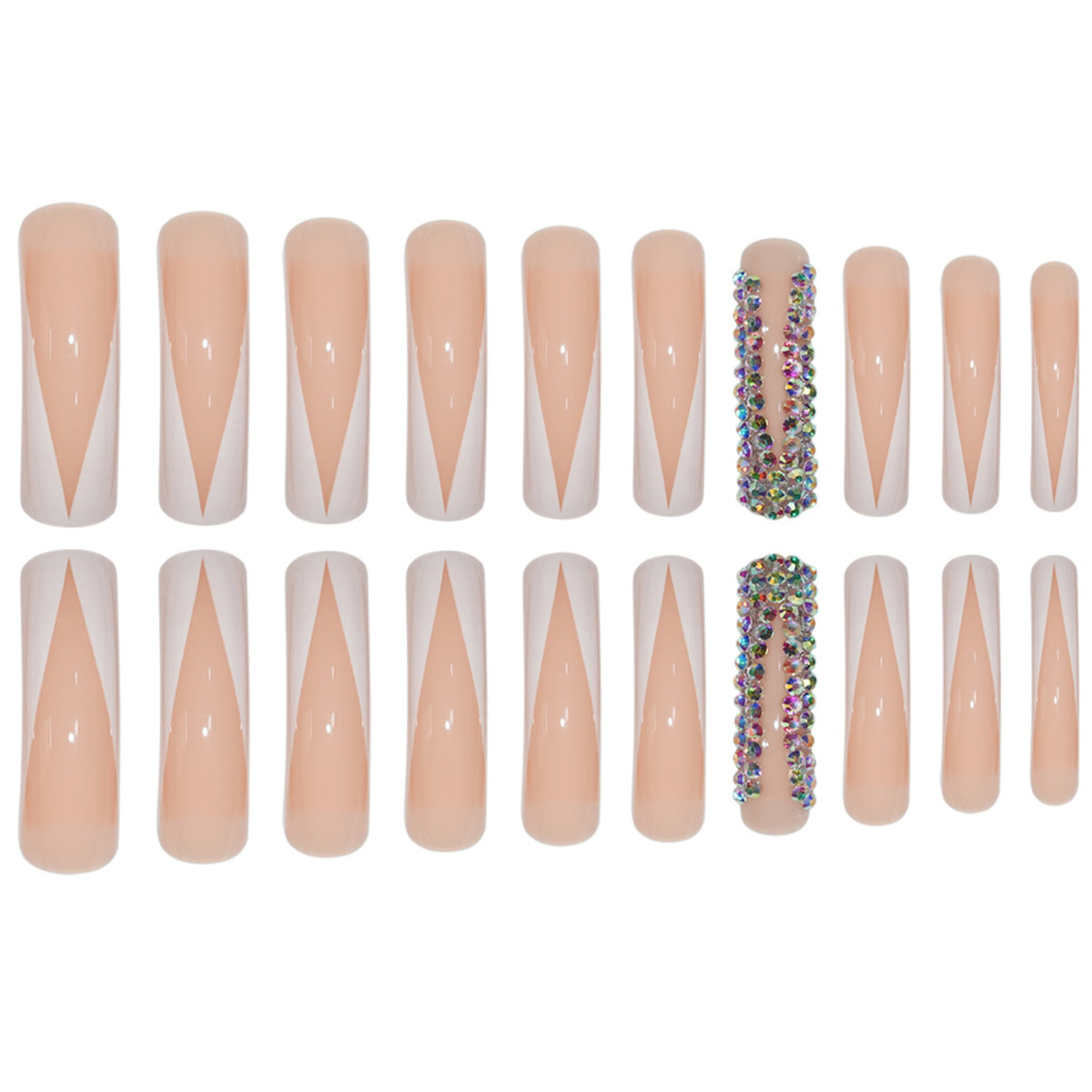 Glamorous Stiletto Press-On Nails with Rhinestone Accents Acalora